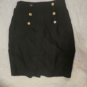 Elegant Black Skirt with Gold Button Accents